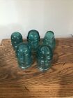 5 Piece Lot Of Green Glass Insulator?S At&T Brookfield Amtel Star Stamped