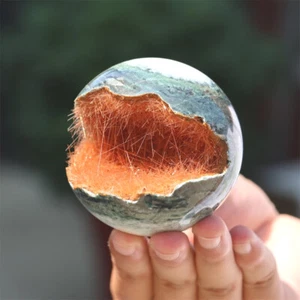 60mm Needle Ironstone Carved Ball,Open Mouth Crystal Ball Home gift 1PC - Picture 1 of 10