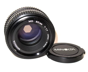 Minolta MD 50mm f/1.7 Standard Prime Manual Focus Lens w/ Cap Vintage Clean! - Picture 1 of 7