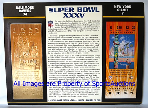 SUPER BOWL 35 BALTIMORE RAVENS / GIANTS Willabee & Ward 22KT GOLD TICKET SB XXXV Cover