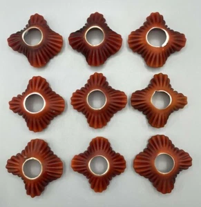 Nine Brick Red Satin Glass Victorian Candle Bobeches - Picture 1 of 10