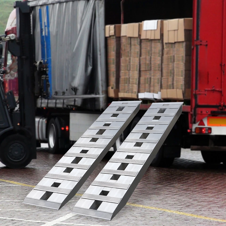 2pcs Aluminum Trailer Ramps Truck Car Auto Trailer Ramps Loading Ramps 6000lbs - Image 1 of 4