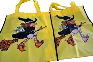 HALLOWEEN Vinilo BOTÍN DE CARAMELO Bolsas con Correas de Manija Bruja en Escoba 2 De Colección - Imagen 1 de 2