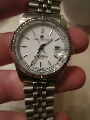 RELOJ CHARLES HUBERT PARIS 3635WW BANDA JUBILEO BISEL ESTRIADO CARA BLANCA - BBA-38 Foto 1 de 4