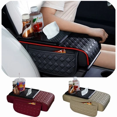 Car Armrest Cushion Cover Center Console Box Pad w/ Pocket Cup Holder For Toyota Foto 1 de 4
