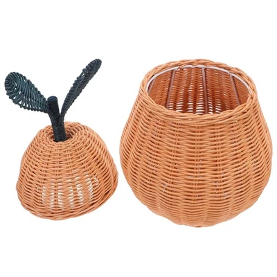  Cestino Vimini Con Coperchio Decorativo Arredamento Del Tavolo Autunnale - Immagine 1 di 4