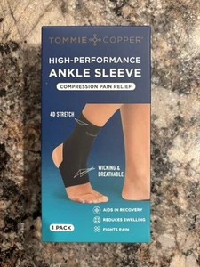 TOMMIE COPPER Unisex Black High-Performance Ankle Sleeve L/XL Extra Large NEW - Picture 1 of 2