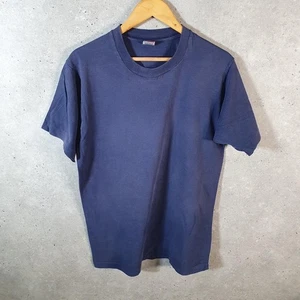 T-shirt vintage Fruit Of the Loom Blank Baggy USA punto singolo uomo grande blu navy - Foto 1 di 8