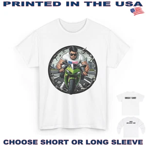 Digirods Asian American Ninja Green Sport Bike Motorcycle Biker Cartoon T Shirt - Picture 1 of 6