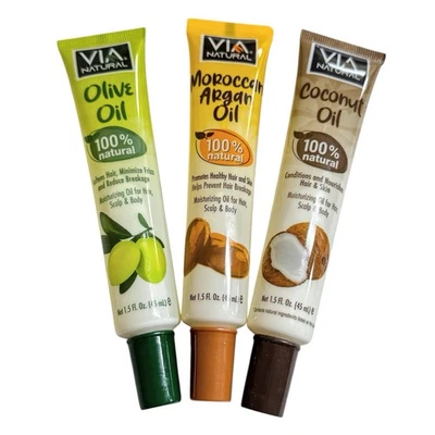 VIA Aceites Naturales Oliva Argán Coco Cabello Cuero Cabelludo Cuerpo Ricino Muestreador x3 TSA OK Foto 1 de 3