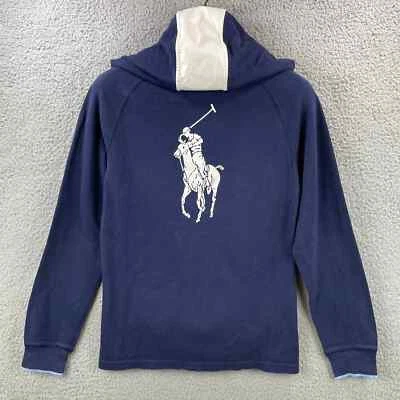Polo Ralph Lauren Youth Hoodie Big Pony Logo Faux Leather Pullover Large 14 16 - Image 1 of 4