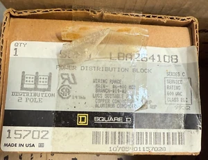 SQUARE D 9080LBA264108 STROMVERTEILERBLOCK 2POLIG NEU IM KARTON #6 - Bild 1 von 1