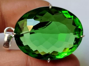 95.55 Ct. AAA+ Large Green Peridot Oval Cut 925 Silver Pendant Gift for Women - Picture 1 of 6