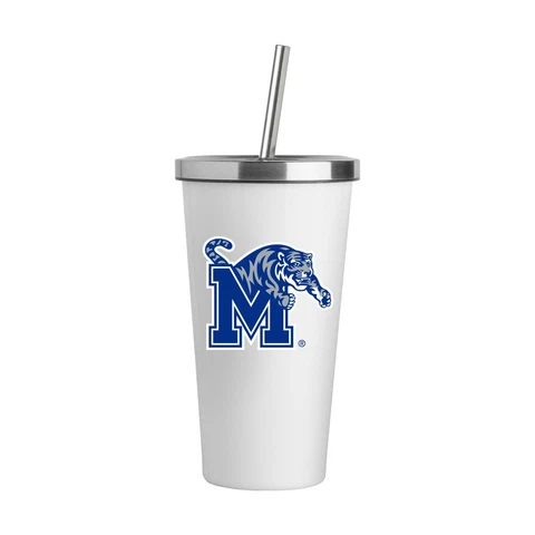 Memphis Tigers Logo White 20oz Straw Steel Tumbler Cover