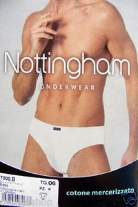 SLIP UOMO NOTTINGHAM COTONE MERCERIZZATO BIANCO 6 PEZZI M L XL XXL XXXL - 7000.B - Foto 1 di 2