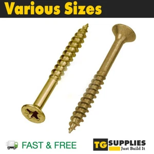 Wood Timber Screw Yellow Pozi Countersank Woodscrews Chipboard Screws - Imagen 1 de 1
