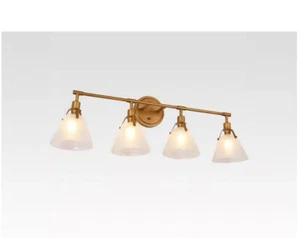 LNC Vintage Brushed Gold Bathroom Vanity Light 31.5" 4-Light Wall Sconce - Picture 1 of 3