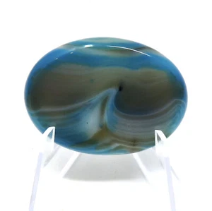 Piedra de preocupación de ágata azul #407 - 40 mm X 30 mm o 1,5" x 1" - 6 mm de grosor - piedra de bolsillo - Imagen 1 de 6