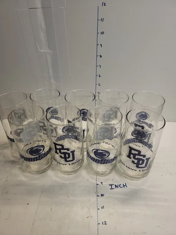 10 Vintage NCAA Libbey Penn State Nittany Lions Drinking Glasses 6" x 3 1/2" Cover
