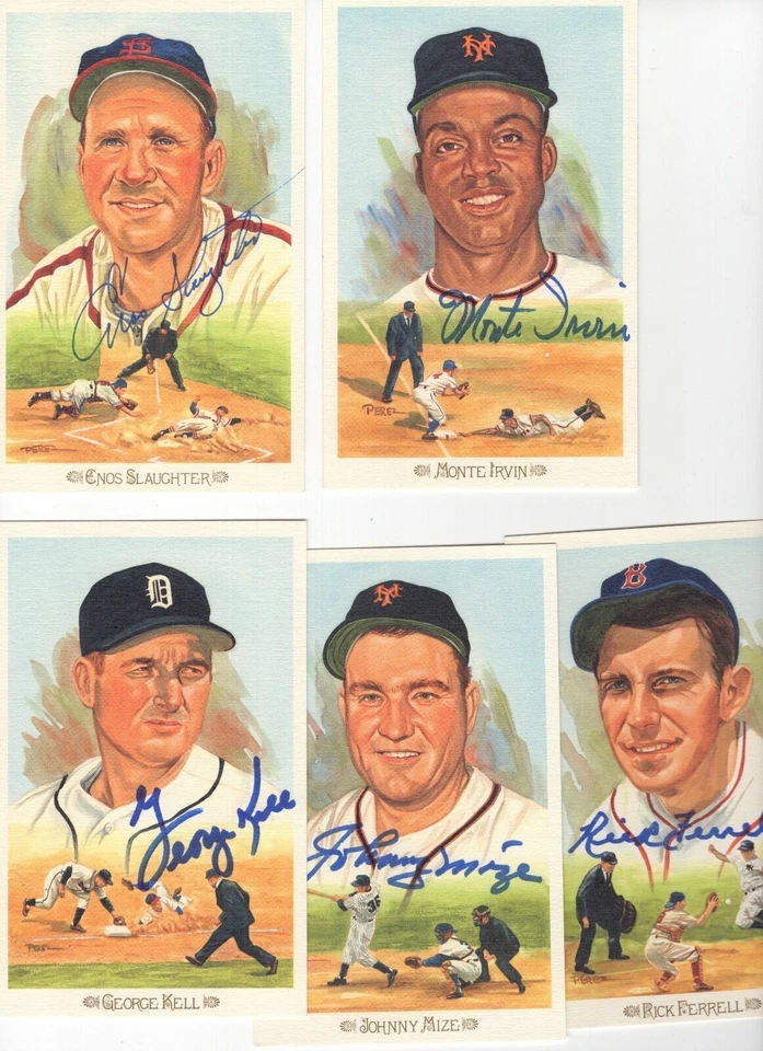 ENOS SLAUGHTER+IRVIN+MIZE+KELL+FERRELL LOT OF 5 SIGNED CELEBRATION CARDS+COA     - Image 1 of 1