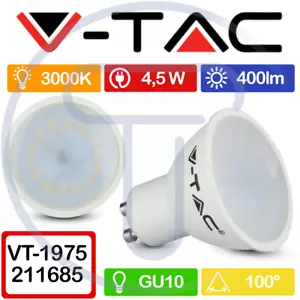 V-TAC VT-1975 211685 LED spot GU10 4,5W 100° Satinised cover warm light - Picture 1 of 10