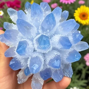 2025Rare Raw Blue Quartz Crystal Cluster Natural Rough Geode Reiki Art Decor - Picture 1 of 13