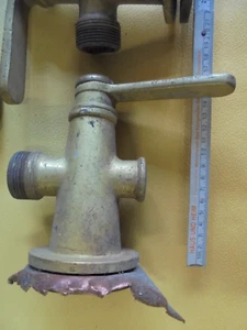 3 x alter Wasserhahn, Abstellhahn, Metall, Höhe je ca. 16 cm - Bild 1 von 7