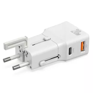 20W Fast Charging Universal International Travel Plug, USB-C & USB, Slim Folding - Picture 1 of 9