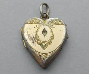 Ciondolo francese antico. Reliquiario per foto. Medaglia cuore. Vittoriano. Gioielli. - Foto 1 di 7