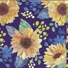 Beautiful Sunflowers On Blue Paper Napkins For Crafting. Luncheon Size.