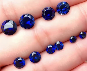 Wholesale Top Quality Round Blue Sapphire Lab Created AAAA+Loose Gemstone 100pcs - Picture 1 of 3