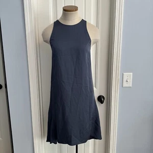 THEORY Women’s 0 Blue 100% Silk Slip Mini DRESS Sleeveless Classic - Picture 1 of 6