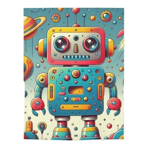 Baby Toddler Blanket Robot in Bright Colors Design 5, Gift 30x40 - Picture 1 of 5