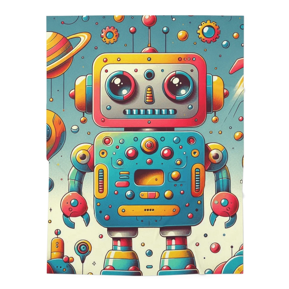 Baby Toddler Blanket Robot in Bright Colors Design 5, Gift 30x40 - Image 1 of 1