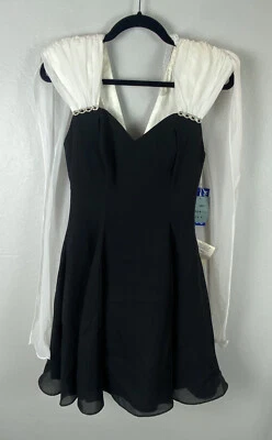 NUEVO CON ETIQUETAS VINTAGE Vestido Hampton Nites Petites 4P Para Mujer Pequeño Negro Formal Años 90’s Foto 1 de 4