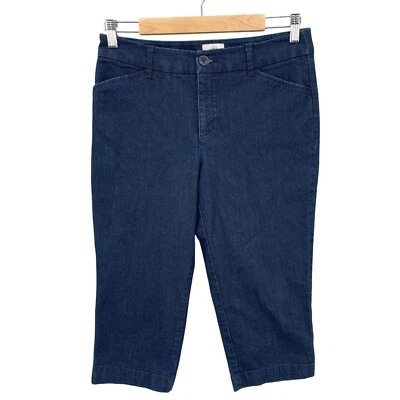 Pantalón corto de mezclilla St John's Bay para mujer 6 azul oscuro neutro Y2K tiro medio vanguardista Capri Foto 1 de 4