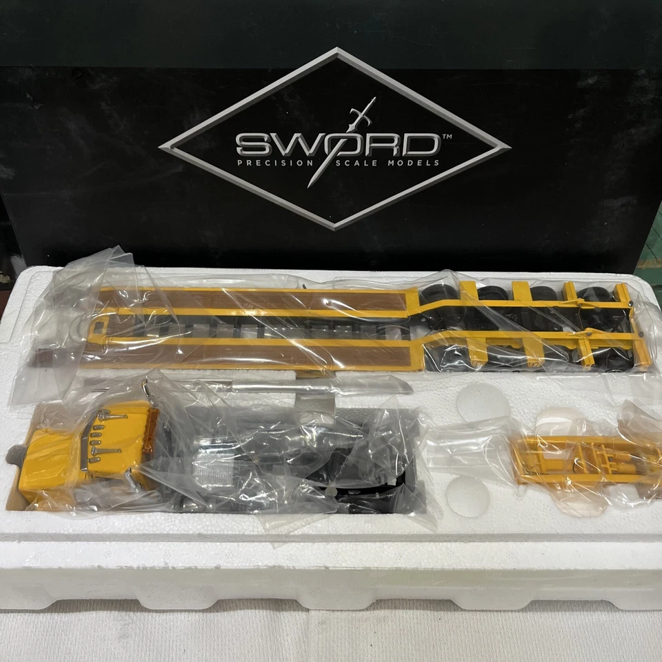 Kenworth T800W Rogers 4-Axle Flip Lowboy - YellowSword 1:50 Scale #SW3102-YY - Image 1 of 4