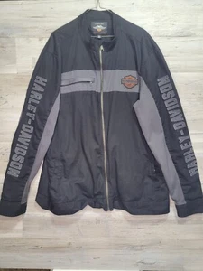 Harley Davidson Jacket Men's XXLarge Tall Black Embroidered Logo Motorcycle - Picture 1 of 12