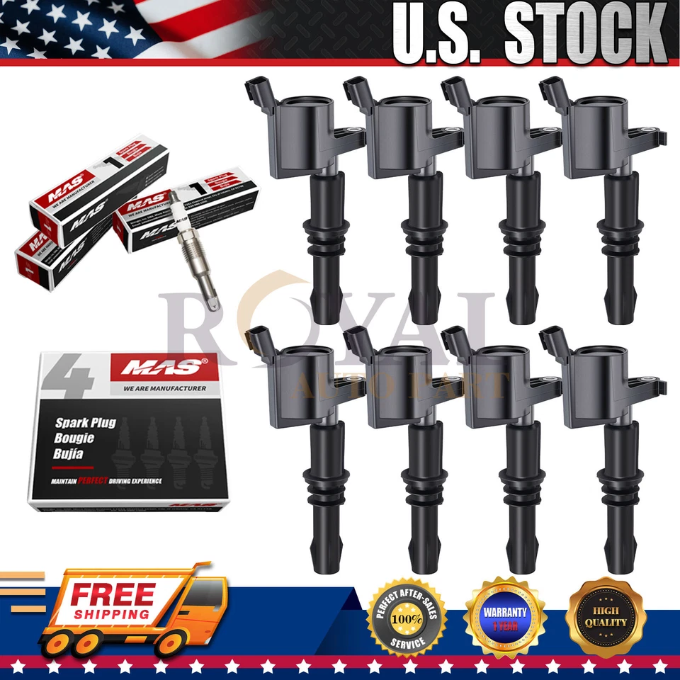 For FORD High Performance 8 Ignition Coils DG511 and 8 Spark Plugs SP546 PZK14F Foto 1 de 4