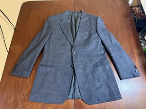 GIORGIO ARMANI Gray Windowpane Sport Coat Suit Blazer 44L Wool Silk Cashmere - Picture 1 of 7