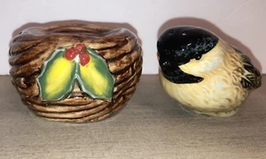 Pájaro con nido salero y pimentero nuevo cerámica - Imagen 1 de 11