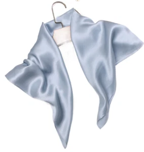 Bufanda cuadrada 100 % seda 25 para mujer pañuelo envolvente color sólido azul claro MY208-10 - Imagen 1 de 4
