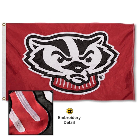 Wisconsin Badgers Embroidered and Appliqued Nylon Flag Cover