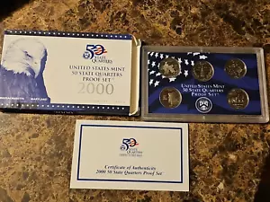 2000 Clad State Quarter 5 Coin Proof Set with cert of authenticity - Picture 1 of 4