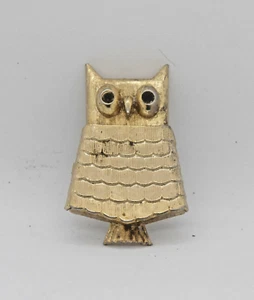 Vintage 60's Retro AVON OWL Brooch Perfume Locket Gold Tone Rhinestone Eyes  - Picture 1 of 4