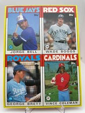 1986 Topps Baseball Box Hand Cut Panel George Brett - Wade Boggs Coleman Bell