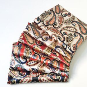 By Yard Retro Paisley Satin Fabric Silky Charmeuse material For Scarf,Lining