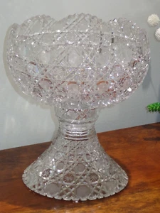 Antique ABP American Brilliant Cut Glass Punch Bowl and Pedstal HARVARD Pattern - Picture 1 of 11