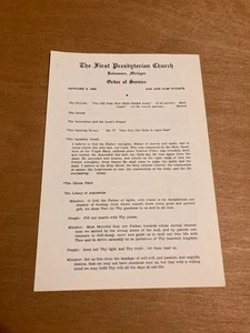 5. Januar 1958 Orden of Service Program First Presbyterian Church Kalamazoo, MI - Bild 1 von 3