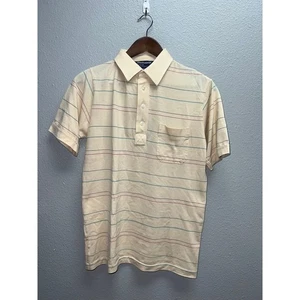 Camisa Polo Vintage Torneo Por Flecha Rayas Amarillas Golf Hong Kong Hecha Años 80 M - Imagen 1 de 8